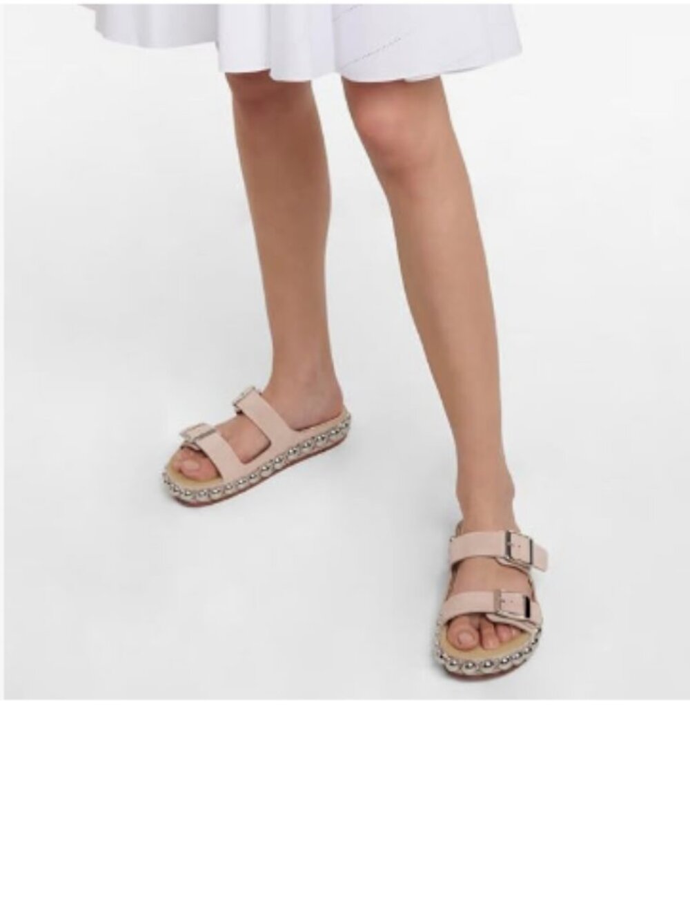 Pazzion Pink Double Strap Buckles Open Toe Mules Platform Studded Slip On Sandal